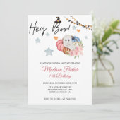 Pumpkin en Ghost Halloween Birthday Invitation Kaart (Staand voorkant)