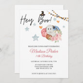 Pumpkin en Ghost Halloween Birthday Invitation Kaart (Voorkant / Achterkant)