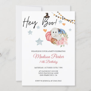 Pumpkin en Ghost Halloween Birthday Invitation Kaart