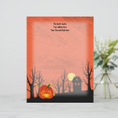 Pumpkin en Haunted House Gepersonaliseerd Briefhoofd (Staand voorkant)