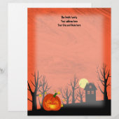 Pumpkin en Haunted House Gepersonaliseerd Briefhoofd (Voorkant / Achterkant)