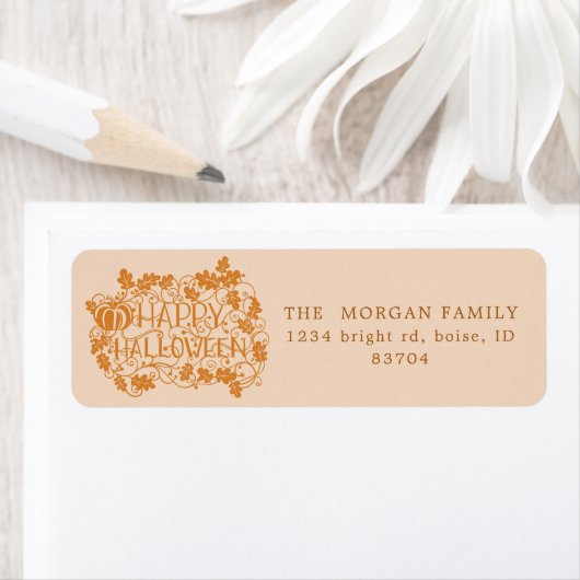 Pumpkin en het voor wijnstokken gelukkige hallowee etiket (Insitu)