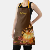 Pumpkin en Leaves Autumn Brown Chef Name Schort (Insitu)