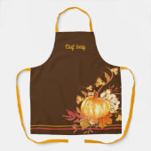 Pumpkin en Leaves Autumn Brown Chef Name Schort (Voorkant)