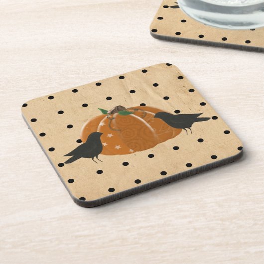 Pumpkin en Polka Dots Cork Onderzetter (Linkerzijde)