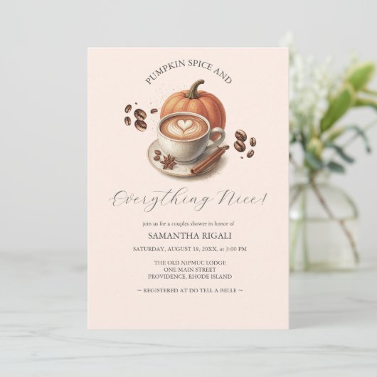 Pumpkin en Spice Koffie Koppels Douche Uitnodiging (Staand voorkant)