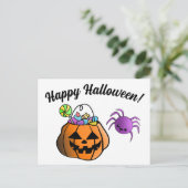 Pumpkin en Spider Happy Halloween Briefkaart (Staand voorkant)