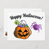 Pumpkin en Spider Happy Halloween Briefkaart (Voorkant / Achterkant)