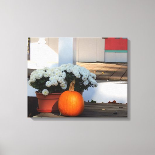 Pumpkin en White Mums - Martha's wijntuin Canvas Afdruk (Voorkant)