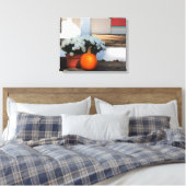 Pumpkin en White Mums - Martha's wijntuin Canvas Afdruk (Insitu (Slaapkamer))