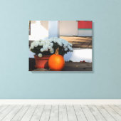 Pumpkin en White Mums - Martha's wijntuin Canvas Afdruk (Insitu (Houten vloer))