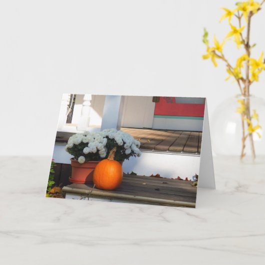 Pumpkin en White Mums - Martha's wijntuin Kaart (Gele Bloem)