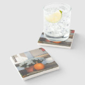 Pumpkin en White Mums - Martha's wijntuin Stenen Onderzetter (Zijkant)