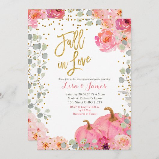 Pumpkin Engagement Party Herfst in Love verloving Kaart (Voorkant / Achterkant)