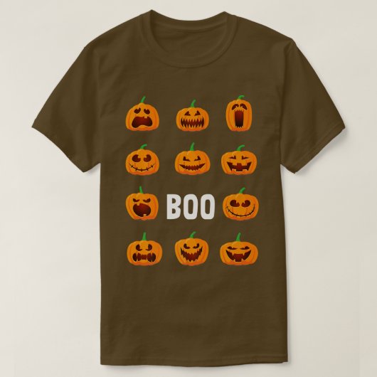 Pumpkin Face Boo Lazy Halloween Costume Cute Jack T-shirt (Design voorkant)