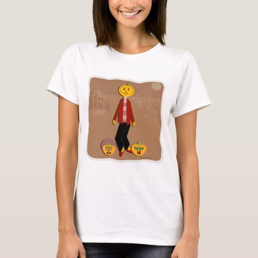 Pumpkin Face Cartoon Halloween Character Art T-shirt (Voorkant)