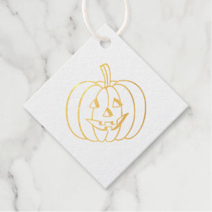 Pumpkin Face Gold Foil Halloween Bedankjes Labels