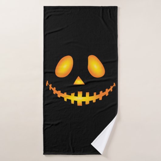 Pumpkin Face Halloween Jack O Lantern Spooky Badhanddoek (Badhanddoek)