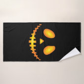 Pumpkin Face Halloween Jack O Lantern Spooky Badhanddoek (Badhanddoek)