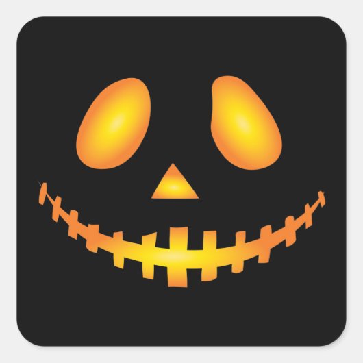 Pumpkin Face Halloween Jack O Lantern Spooky Vierkante Sticker (Voorkant)