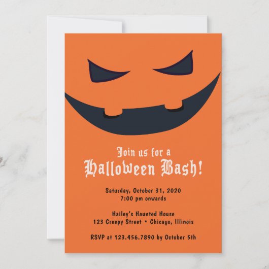 Pumpkin Face Halloween Party Kaart (Voorkant)