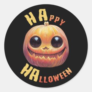 Pumpkin Face Happy Halloween Ronde Sticker