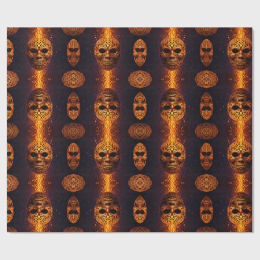 Pumpkin Face Horror Mask Cadeaupapier (Vlak)