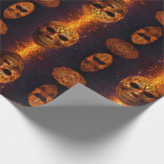 Pumpkin Face Horror Mask Cadeaupapier (Hoek)