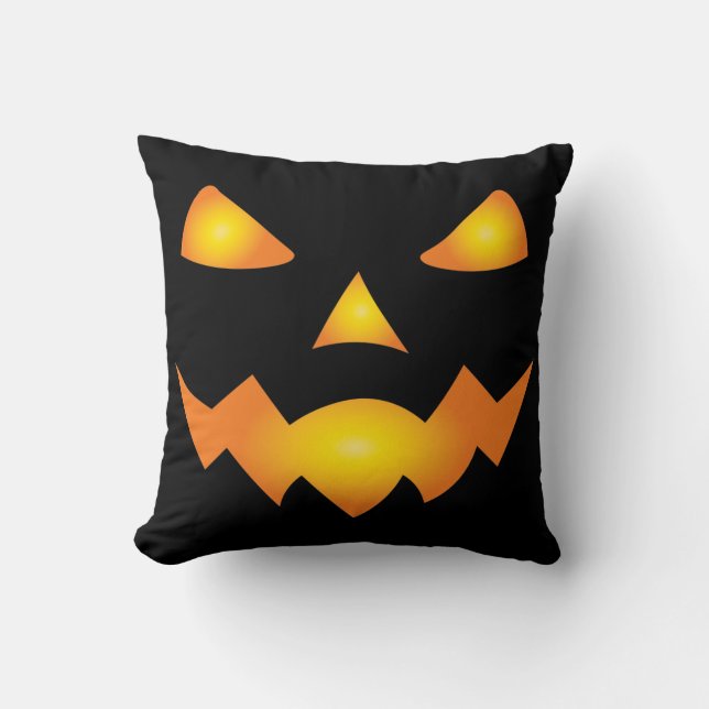 Pumpkin Face Jack O Lantern Halloween Spooky Kussen (Voorkant)