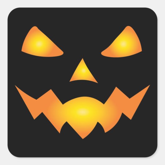 Pumpkin Face Jack O Lantern Halloween Spooky Vierkante Sticker (Voorkant)