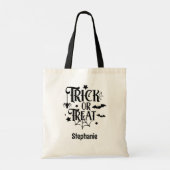 Pumpkin Face Jack op lantaarn met naam Tote Bag (Achterkant)