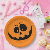 Pumpkin Face Oranje Halloween Papieren Bordje (Feest)