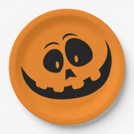Pumpkin Face Oranje Halloween Papieren Bordje