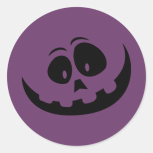 Pumpkin Face Paars Halloween Ronde Sticker