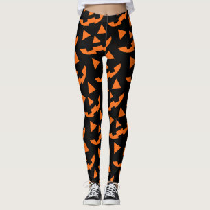 Pumpkin Face Print Halloween Leggings