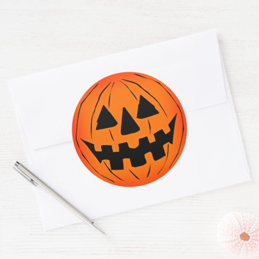 Pumpkin Face Ronde Sticker (Envelop)