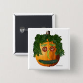 Pumpkin Face Square Pin-back Button zonder snede (Voorkant /achterkant)