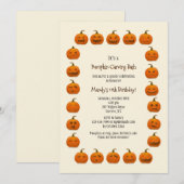 Pumpkin Faces-uitnodiging Kaart (Voorkant / Achterkant)