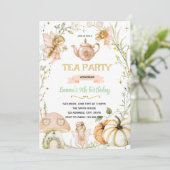 Pumpkin Fairies Tea Party Birthday Invitation Kaart (Staand voorkant)