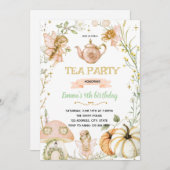 Pumpkin Fairies Tea Party Birthday Invitation Kaart (Voorkant / Achterkant)