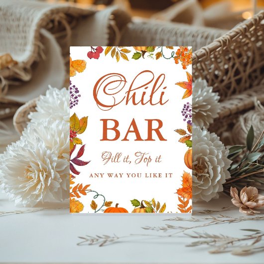 Pumpkin Fall Baby Shower Chili Bar Sign Reclamebord Met Voetstuk