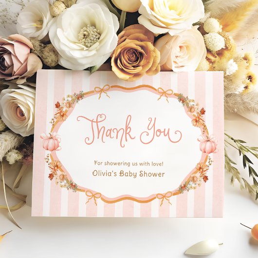 Pumpkin Fall Floral Baby Shower Thank You Card Bedankkaart