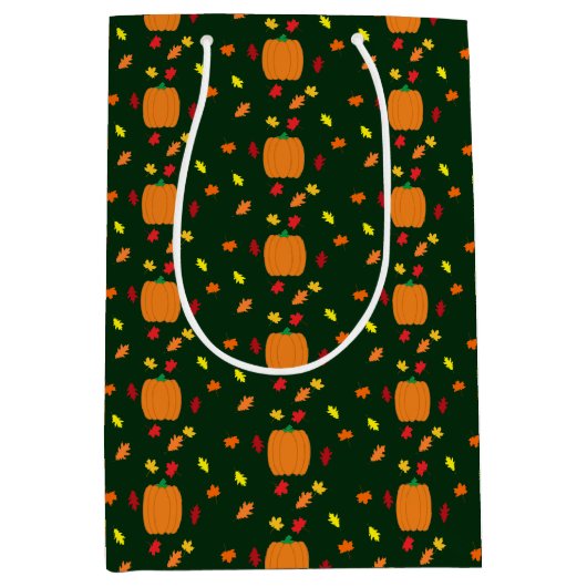 Pumpkin Fall Leaves Medium Cadeauzakje (Voorkant)