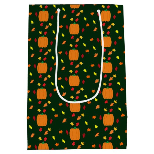 Pumpkin Fall Leaves Medium Cadeauzakje (Achterkant)