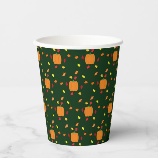Pumpkin Fall Leaves Papieren Bekers (Voorkant)