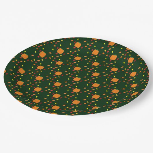 Pumpkin Fall Leaves Papieren Bordje (Gekanteld)