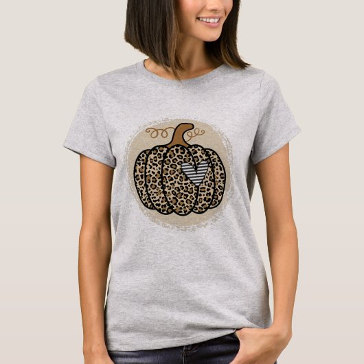 Pumpkin Fall Pumpkin Leopard Print Funny T-shirt (Voorkant)