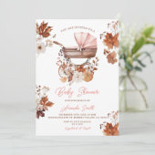 Pumpkin Fall Stroller Vintage Girl Baby Shower Kaart (Staand voorkant)