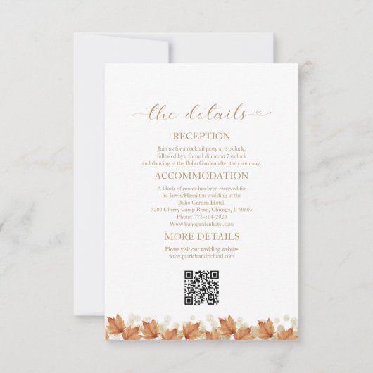 Pumpkin Fall Wedding Details Behuizing Kaarten (Voorkant)