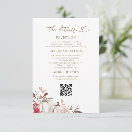 Pumpkin Fall Wedding Details Behuizing Kaarten (Staand voorkant)